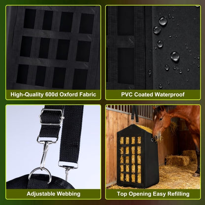 Eforcase 3PCS Hay Bags for Horses, Slow Feed Hay Bags for Goats,Sheep, Donkey, Premium Oxford Hang Feed Bag with Front Nets Design, Easy to Fill, Adjustable,Horse Feeding Supplies