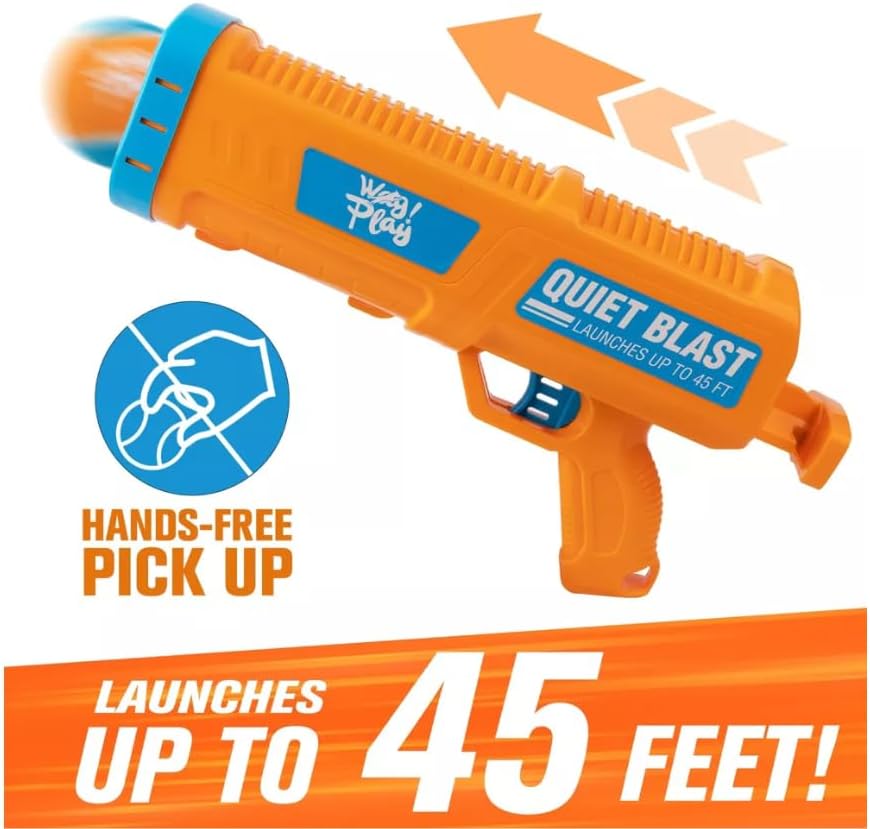 Dog Ball Launcher, Upgraded Dog Ball Blaster with 3 ETPU Balls, Interactive Thrower for Medium to Large Dogs, Play Fetch Toy for Dogs for Outdoor Exercise