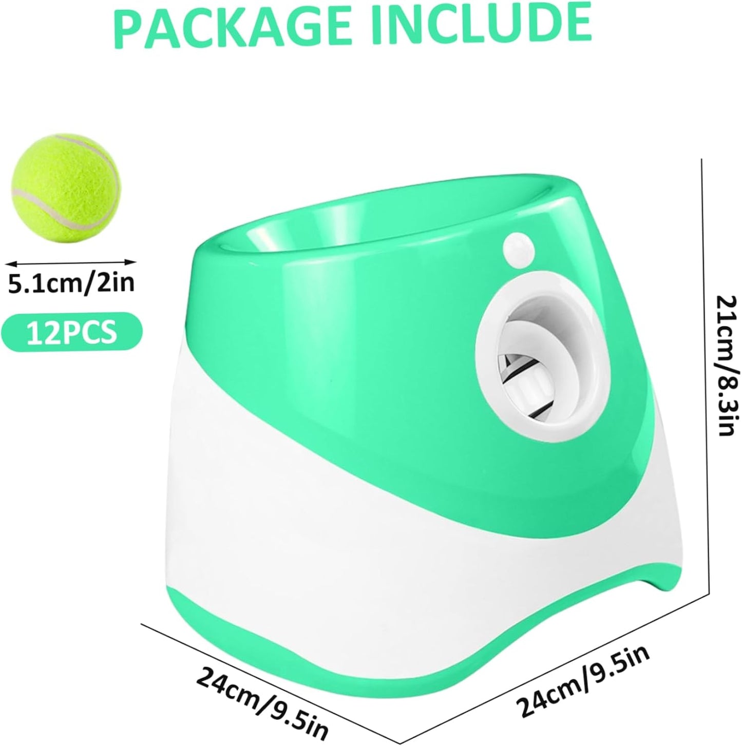 Automatic Dog Ball Launcher with 10/20/30FT Distances Dog Ball Thrower with 12 Tennis Rechargeable Interactive Thrower Machine for Mental Stimulation Training