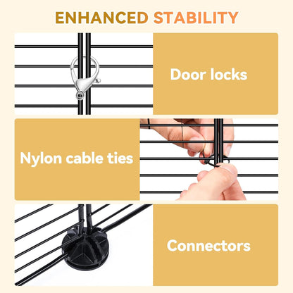 Cat Cage, 3-Tier DIY Catio Cat Enclosures, 24" x 16" x 36" Cat Playpen Indoor & Outdoor with Hammock, Detachable Metal Wire Kennel Cats Crate, 2x1x3 Exercise Place for 1-2 Cats/Kitten