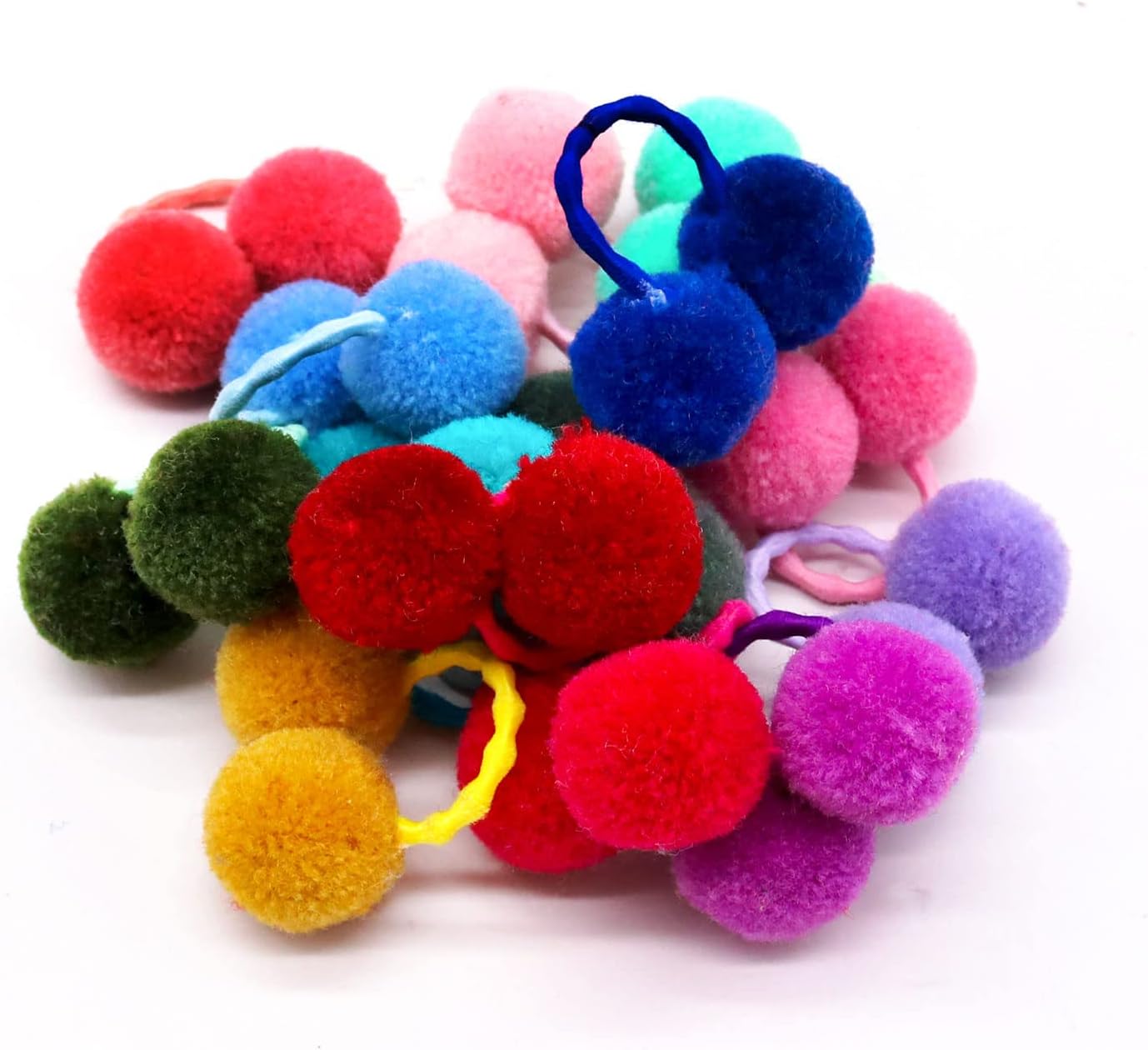 50pcs Dog Hair Puff Ball Bows, Pet Small Dog Hair Round Bows with Rubber Bands, Mix Multiple Colour Handmade Pet Puppy Dog Grooming Puff Bows for Yorkie Dog Cat Girl Hair Accessories