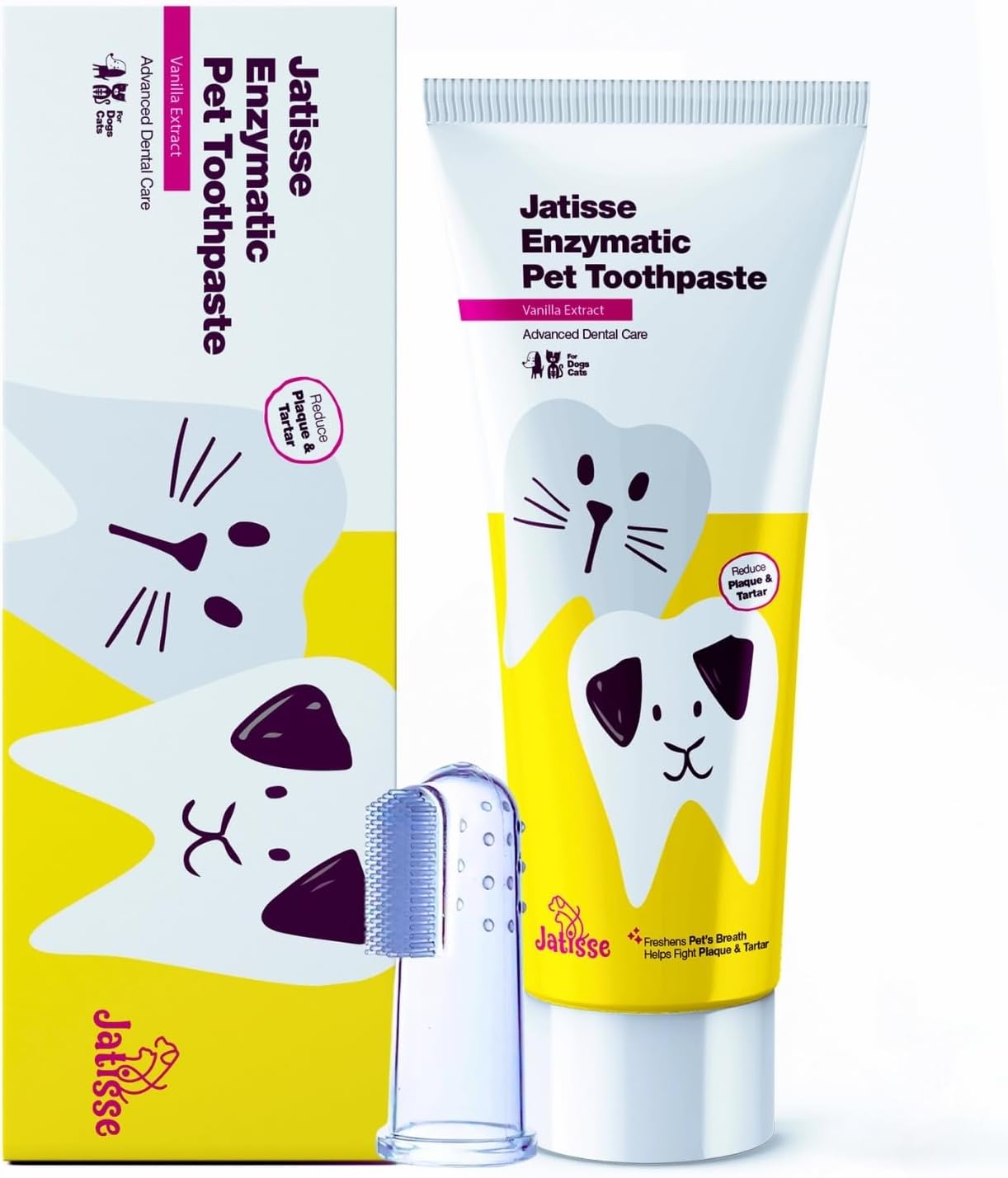 Enzymatic Pet Toothpaste | Dog Tooth Brushing Kit | Cat & Dog Dental Care | Controls Plaque, Tartar, & Bad Breath 3.38 fl.oz