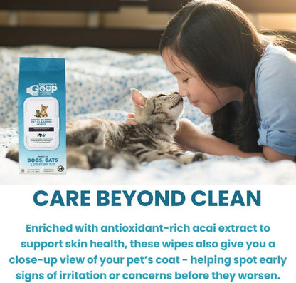 Groomer’s Goop Pet Cleaning Wipes – Gentle, Alcohol-Free Formula with Acai Extract for Dogs & Cats, Safely Cleans & Deodorizes Fur, Supports Skin Health, Great for Puppies & Kittens – 100 Count Pack