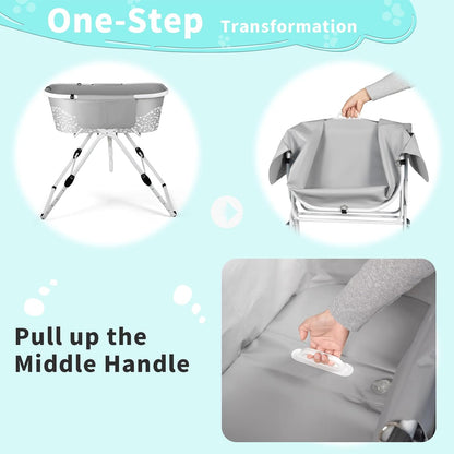 BACOENG Portable Dog Bathtub, 5 Height Adjustable Dog Washing Station, Dog Tubs for Bathing and Grooming, Pet Bath Tub for Small to Large Dogs, Indoor and Outdoor Use