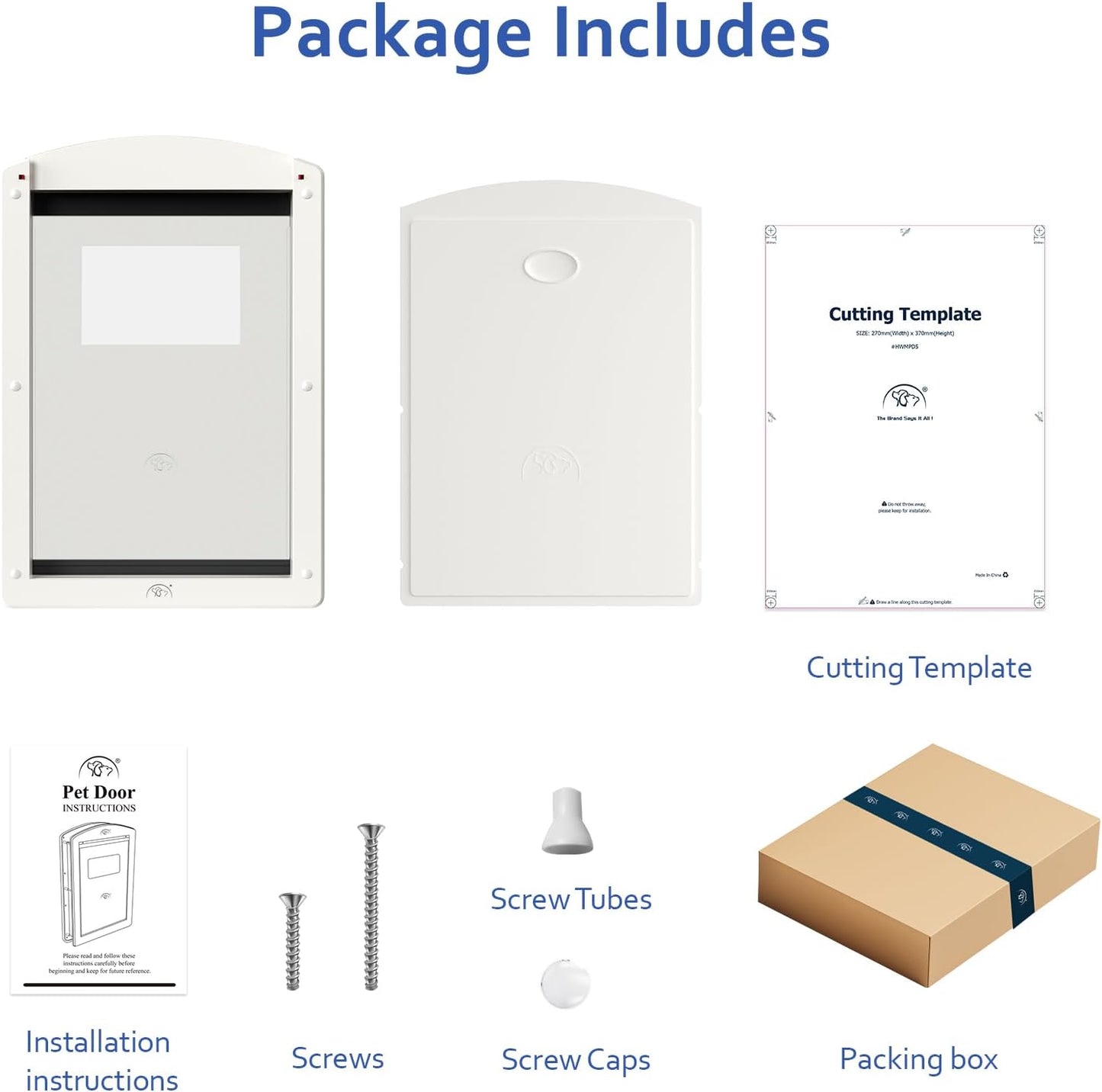 [Classicmacher] Dog Door for Large Dogs, White Frame Door for L arge Dogs, Strong Plastic Doggy Door and L arge Pets with Sliding Lock Panel and Magnetic Soft Flap (Large, Milk White)