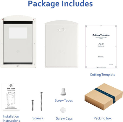 [Classicmacher] Dog Door for Large Dogs, White Frame Door for L arge Dogs, Strong Plastic Doggy Door and L arge Pets with Sliding Lock Panel and Magnetic Soft Flap (Large, Milk White)