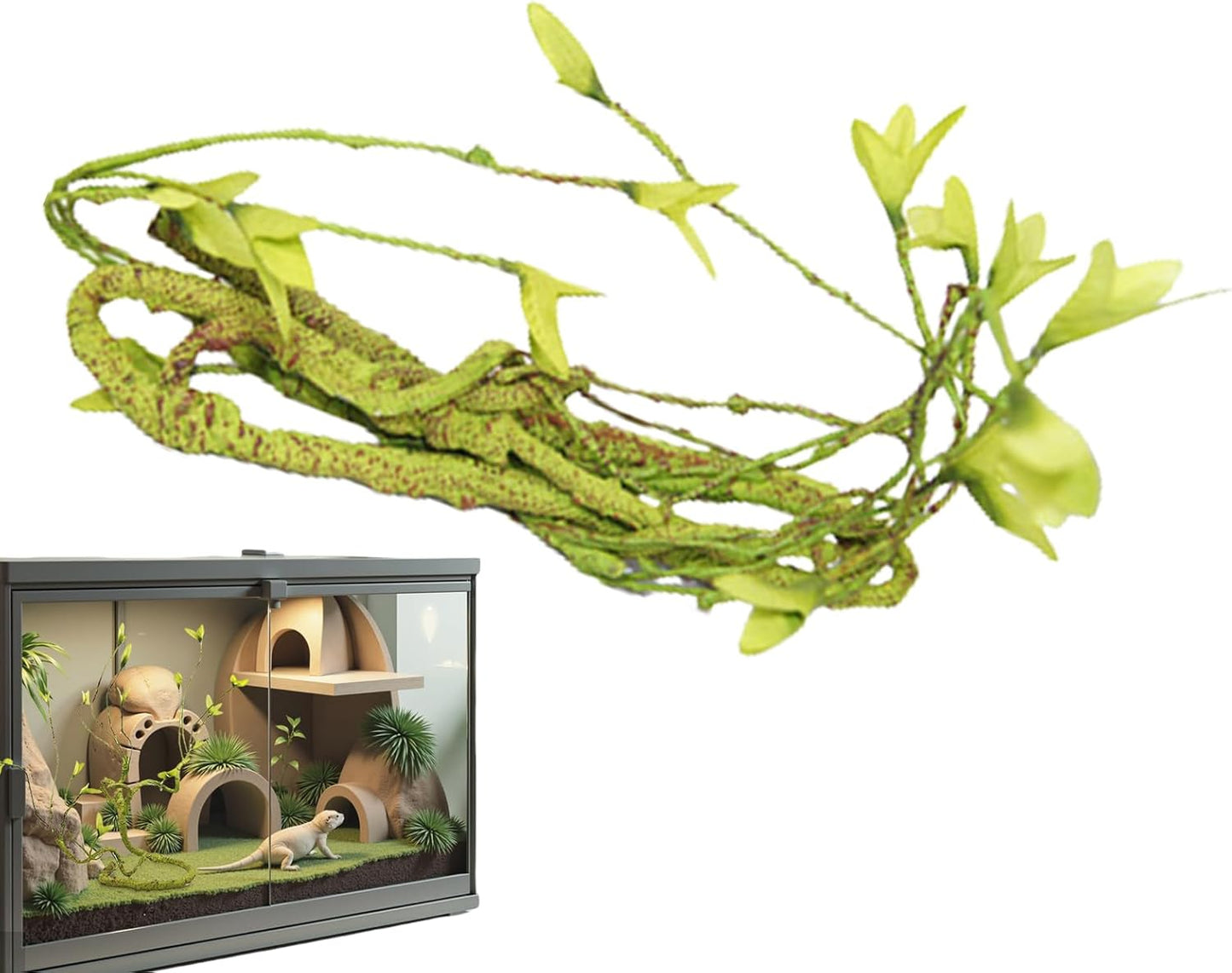 Reptile Vines For Terrarium, Reptile Plants For Terrarium, Fake Natural Enrichment Hides Plants Vines For Leopard Gecko Chameleon Turtle Hermit Crab