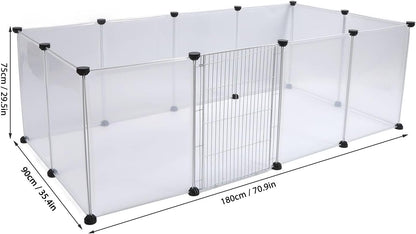 Pet Fence Portable 6 Pieces, Translucent Plastic Enclosure for Small Medium Dogs and Cats - Easy Assembly, Adjustable Size, Lightweight and Durable for Indoor Outdoor Use (12 Pieces L)