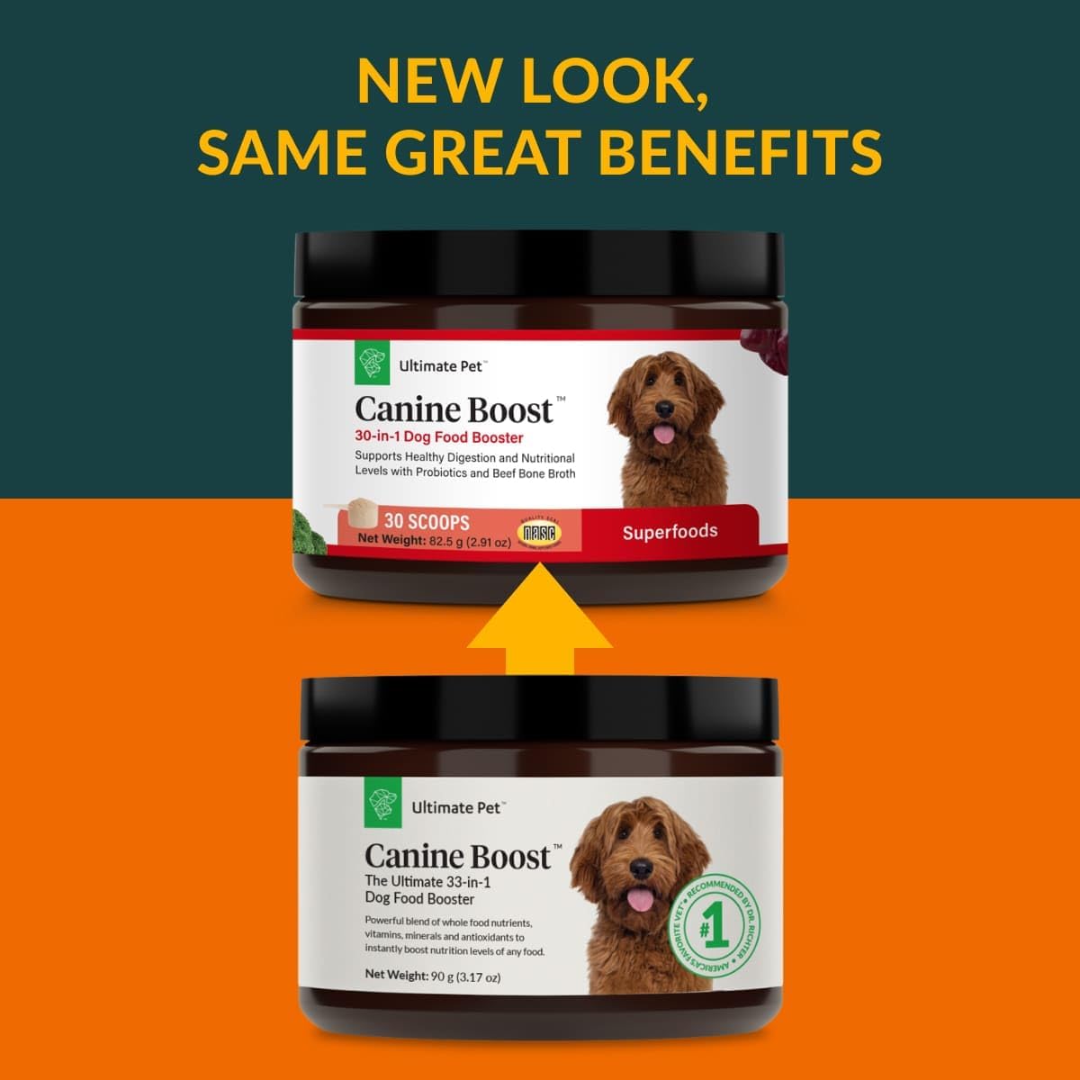 Ultimate Pet Nutrition Canine Boost, 30-in-1 Natural Grain Free Dog Food Booster Topper with Vitamins, Amino Acids, Probiotics, and Digestive Enzymes for Dog Health