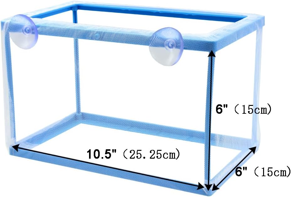 AQUANEAT Fish Tank Breeder 2 pcs Large Mesh Net Fry Saver Aquarium Spawn Hatchery Isolation with Suction Cups