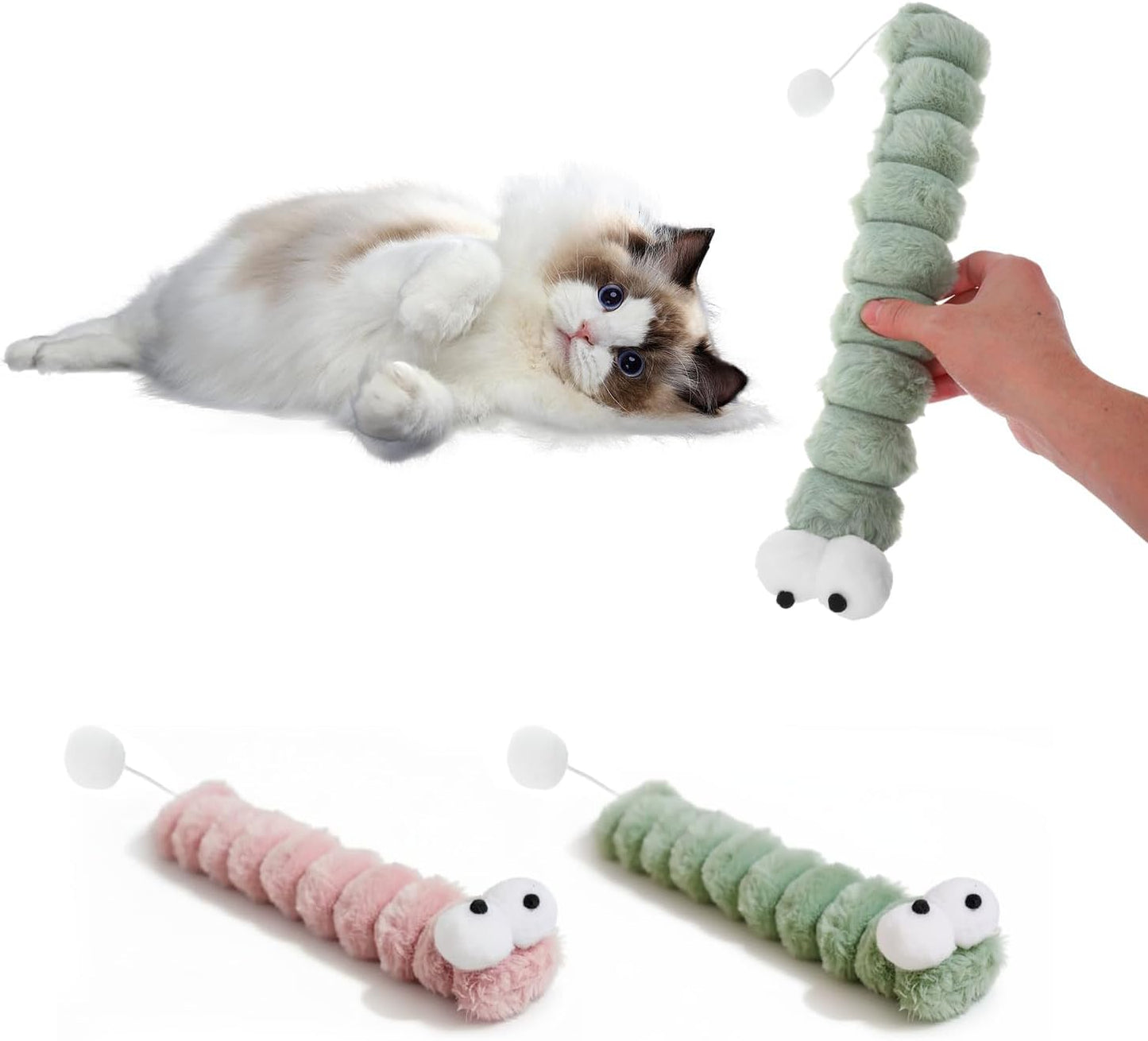 2BB Cat Toy Pillow - Zippered Kitten Toy, containing Catnip, Loud Paper, attracting Kitten to Play, 12.5 inches 3 Packs (Green, Pink)