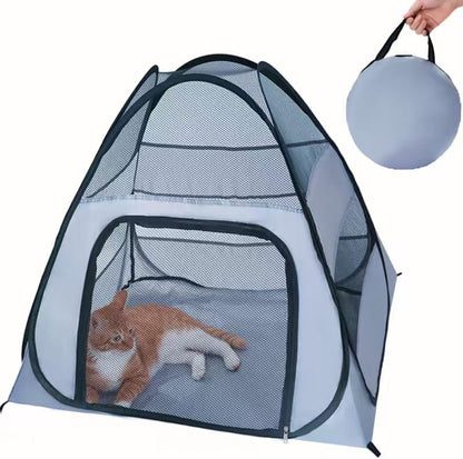 Outdoor Cat Cages Indoor House & Outdoor Cat Enclosure - Portable Pop Up Kennel Tent with Breathable Mesh, Survival Kit for Cats, Small Animal Cage for Rabbits, Turtles & Puppies