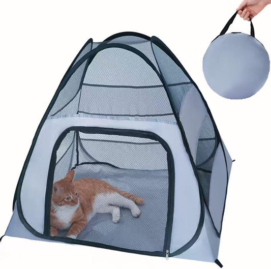 Outdoor Cat Cages Indoor House & Outdoor Cat Enclosure - Portable Pop Up Kennel Tent with Breathable Mesh, Survival Kit for Cats, Small Animal Cage for Rabbits, Turtles & Puppies