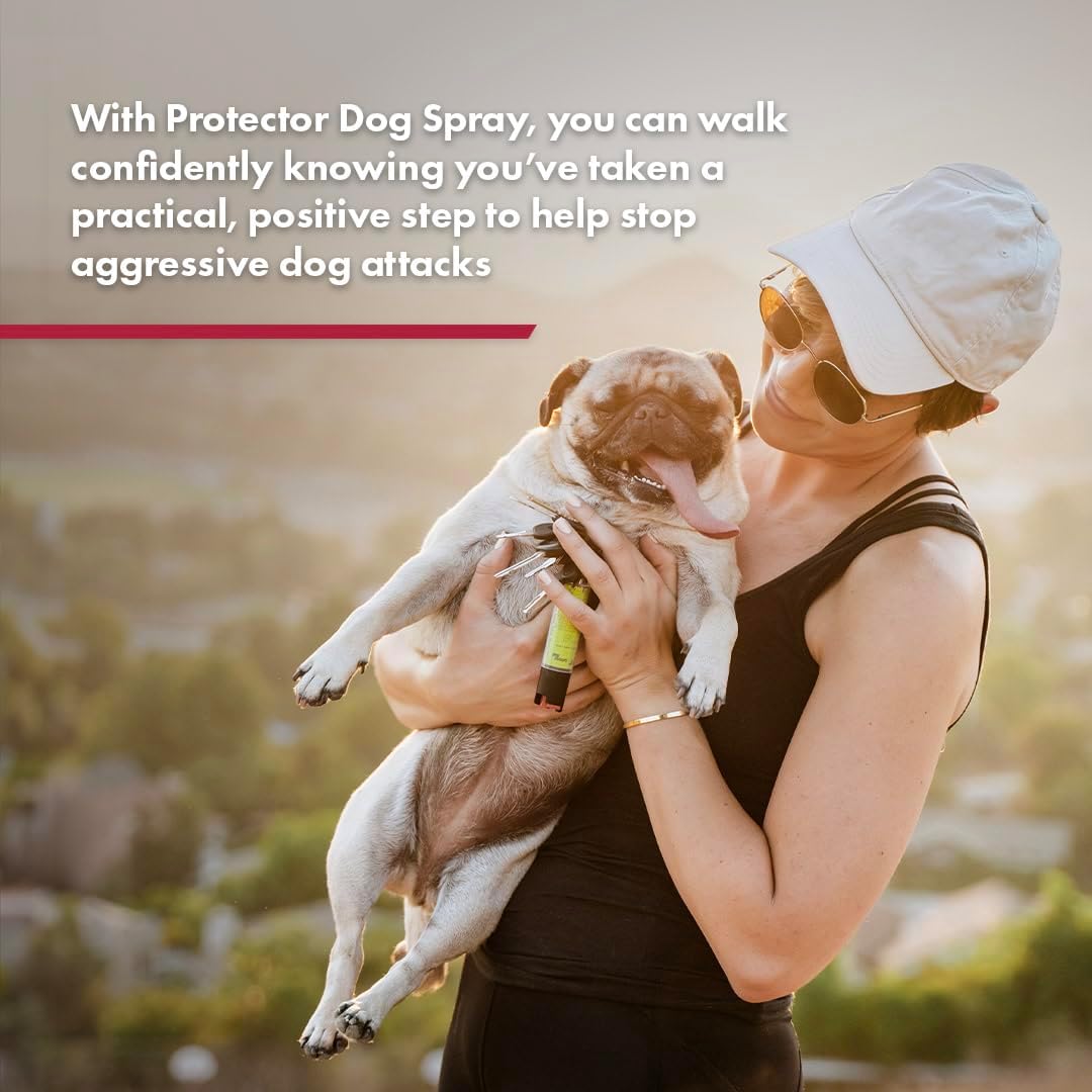 SABRE Protector Dog Spray with Key Ring, 14 Bursts, 12-Foot (4-Meter) Range, Humane Dog Attack Deterrent, Maximum Strength Allowed By EPA
