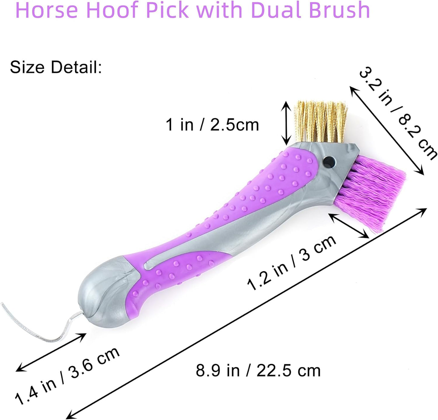 Horse Hoof Pick with Dual Brush,TPR Non-Slip Grip, Farrier Tool Hoof Pick for Horse Hoof Cleaning and Grooming