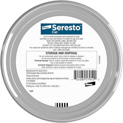 Seresto Cat Vet-Recommended Flea & Tick Treatment & Prevention Collar for Cats, 8 Months Protection | (Pack of 2)