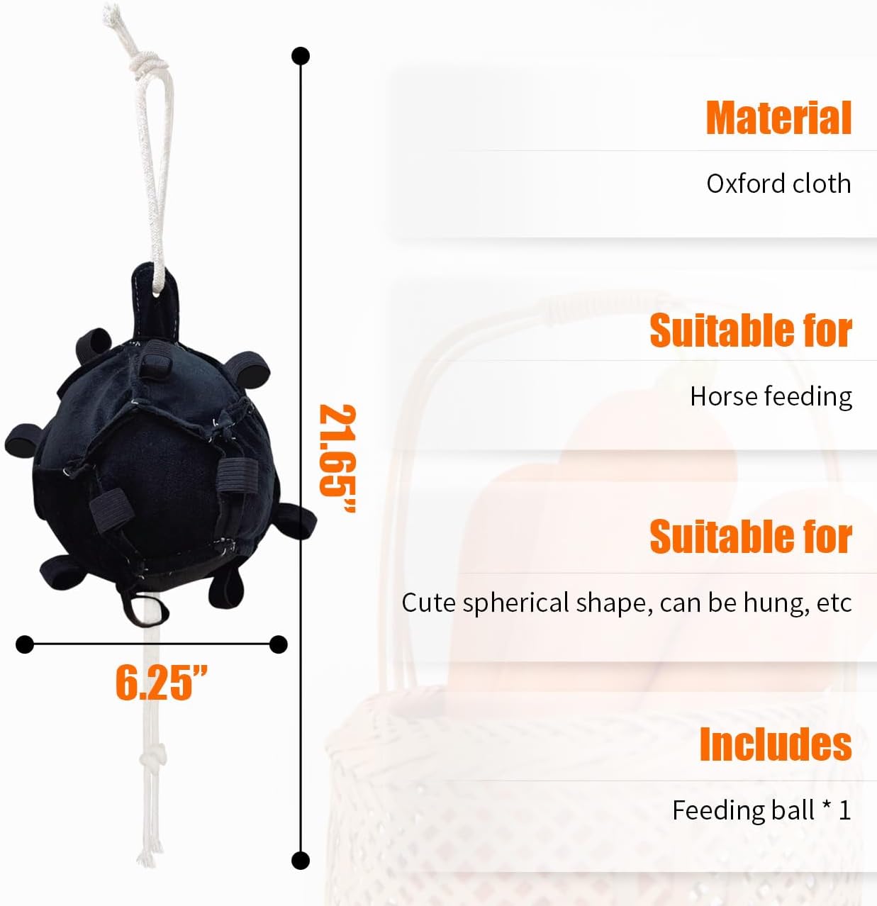 La La Pet Hanging Carrot Feeding Ball Interactive Feed Toy Relieve Stress and Avoid Boredom Equine Pony Cattle and Goat Treat Hay Balls Horse Stable Supplies Black