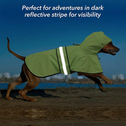 Waterproof Raincoats for Dogs - Adjustable Pet Raincoat Jacket, Lightweight Dog Hooded Rain Coat Waterproof Rain Poncho for Small to X- Large Dogs and Puppies (Neon Green, Large)