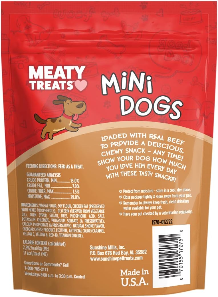 Meaty Treats Mini Dogs Beef & Cheese Flavor Soft & Chewy Dog Treats, 3-oz. (Pack of 16)