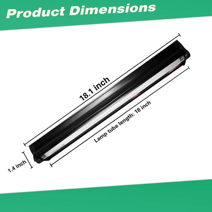 Hypool T8 Strip UVB UVA Reptile Lighting Fixture with 18-Inch 15 Watt UVB 10.0 Fluorescent Bulb Combo Kit, 10-Percent UVB Desert Pet Habitat Light for Reptiles Amphibian Black