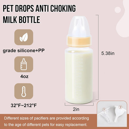 Puppy Kitten Nursing Bottle 5oz - Small Animal Feeding Kit with Nipples | Hand Feeding Supplies for Puppies, Kittens, Rabbits, Ferrets & Newborn Pets