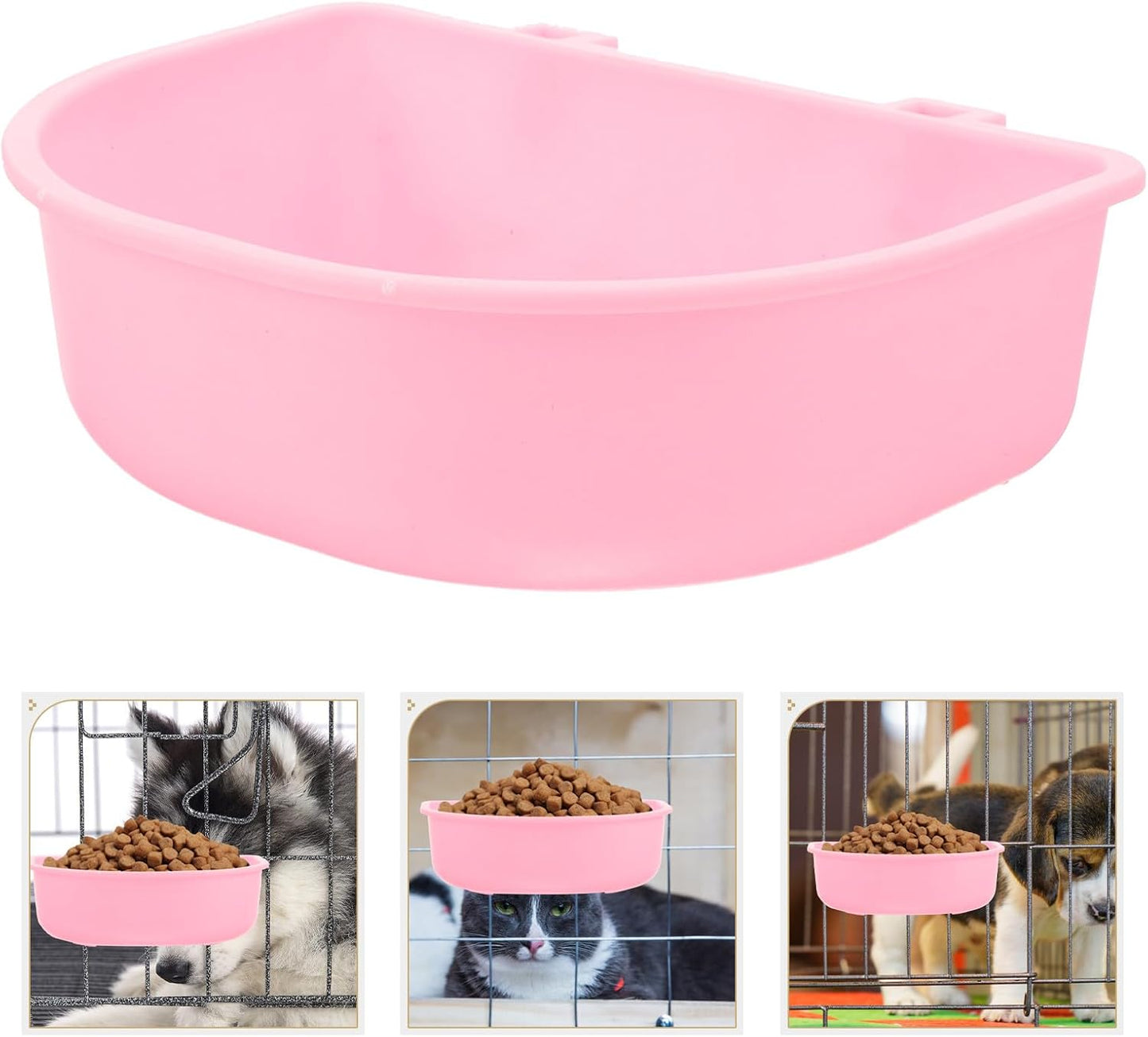 Hanging Plastic Pet Bowl for Cats and Small Dogs, Round Puppy Feeding Dish with Kennel Mount, Practical Lightweight Water and Food Holder for Travel and Home Use