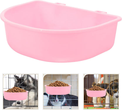 Hanging Plastic Pet Bowl for Cats and Small Dogs, Round Puppy Feeding Dish with Kennel Mount, Practical Lightweight Water and Food Holder for Travel and Home Use