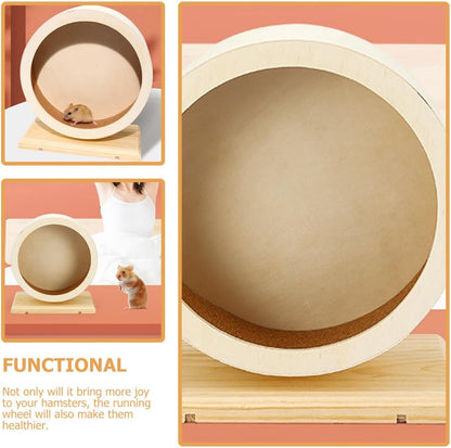 Silent Hamster Running Wheel Cork Mat Medium Wooden Exercise Wheel for Hamsters Gerbils and for Small Animal Play and Fitness