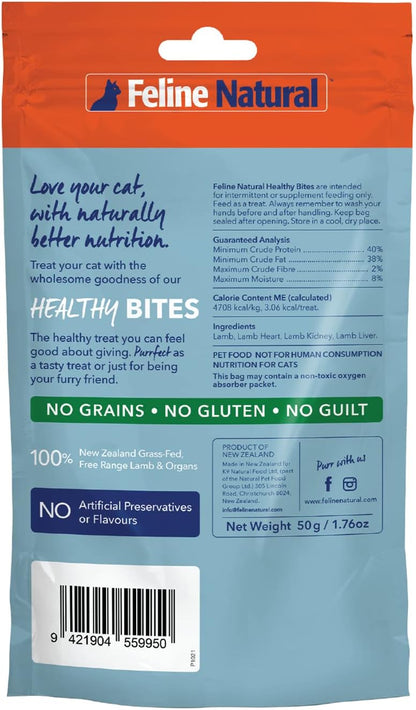 Feline Natural Freeze Dried Cat Treats – New Zealand Single-Source Protein Treats for Cats - Grain-Free Healthy Cat Snacks, Chicken and Lamb Bites, 1.76oz