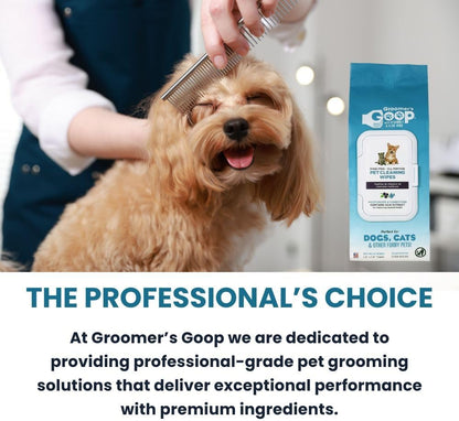Groomer’s Goop Pet Cleaning Wipes – Gentle, Alcohol-Free Formula with Acai Extract for Dogs & Cats, Safely Cleans & Deodorizes Fur, Supports Skin Health, Great for Puppies & Kittens – 100 Count Pack