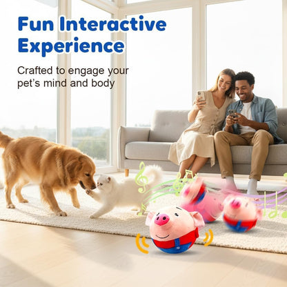 Interactive Dog Toy, Lively Moving pet Plush Toy, 2026 Upgraded Rechargeable Dog Ball Toy with Recording Function, Washable Plush Cartoon Piglet (1 PCS)