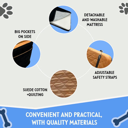 Large Dog Car Seat – Booster Seat Bed for Pets up to 55 lbs, Black, Travel Safety | Fits 2 Small Dogs Pets| Washable Cover & Thick Cushion | Rear Seat or SUV