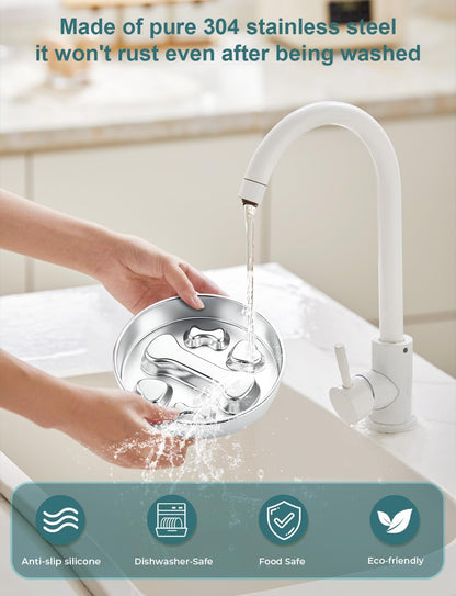 Slow Feeder Dog Bowls，8.2-inch Diameter Dog Slow Feeder Bowl，304 Stainless Steel Heavy Duty with Non-Slip Rubber Base，4Cups Capacity for Medium & Large Dogs to Slow Down Eating