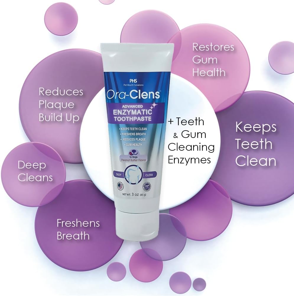 Advanced Enzymatic Toothpaste – Safe and Natural Dog Oral Care Toothpaste – Freshens Breath, Fights Plaque and Reduces Tartar – Tasty Peanut Butter Flavor – 3 Oz