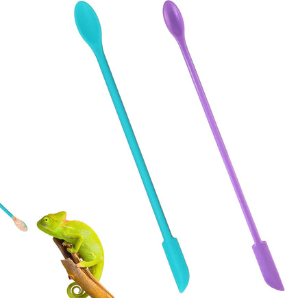2Pcs Reptile Spoon, Crested Gecko Food Mixing Spoon Long Handle Feeding Tool Crested Gecko Accessories fit Lizard Gargoyle Bearded Dragon