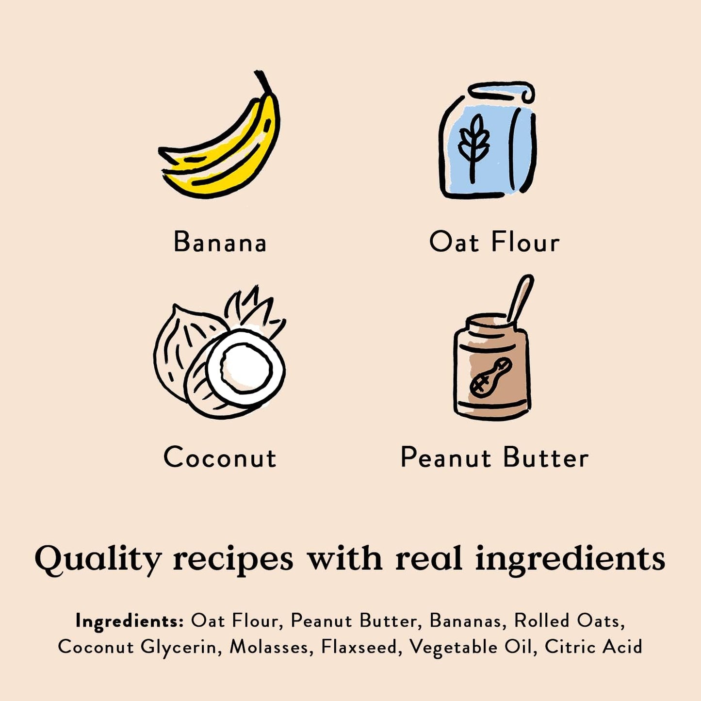 Bocce's Bakery Oven Baked PB & Banana Recipe Treats for Dogs, Wheat-Free Everyday Dog Treats, Real Ingredients, Baked in The USA, All-Natural Soft & Chewy Cookies, Peanut Butter & Banana, 6 oz