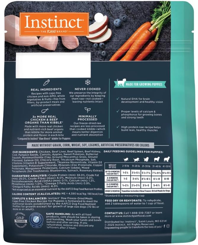 Instinct Raw Meals Freeze-Dried Puppy Chicken Dog Food, 3 oz. Bag