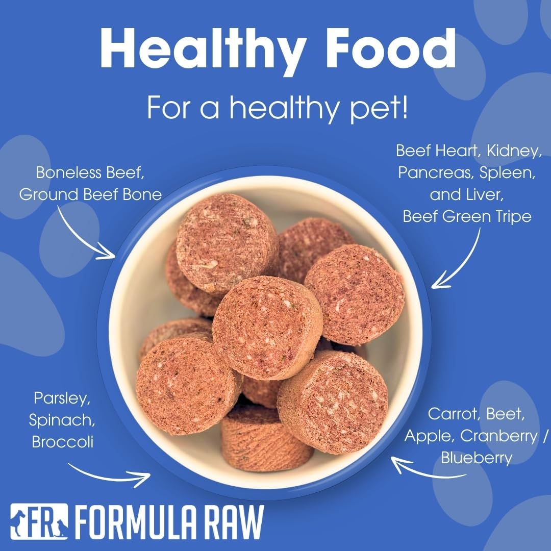 Freeze-Dried Raw Dog Food – Beef – High Protein, Grain-Free, No Fillers or Additives, Meal Mixer or Topper, Supports Healthy Digestion, Joints, and Coat – 14 oz