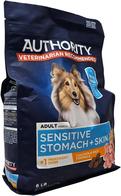 Authority Adult Sensitive Stomach and Skin Chicken and Rice Dry Dog Food, 6 Pound Bag