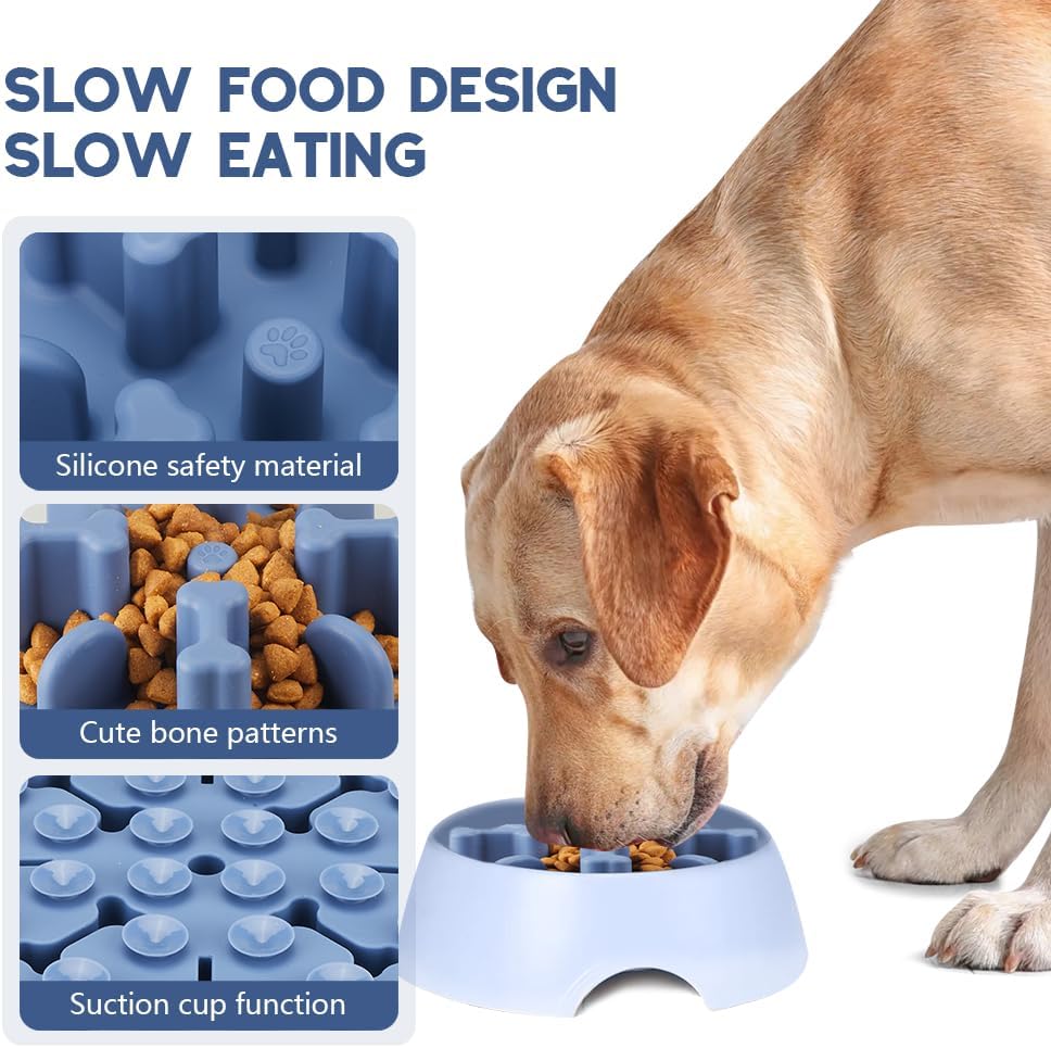 Soft Silicone Anti-Choking Puzzle Slow Down Eating Feeder Insert, Compatible with Regular Elevated Dog Bowls Slow2.0