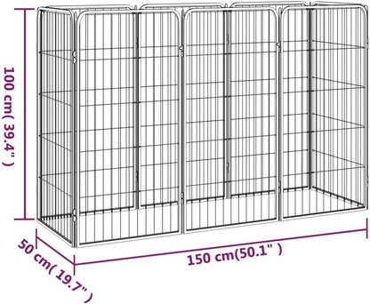 LUMILAND Durable 8-Panel Dog Playpen for Safe Exercise Space, Powder-Coated Steel, Black, 19.7" x 39.4" Panels