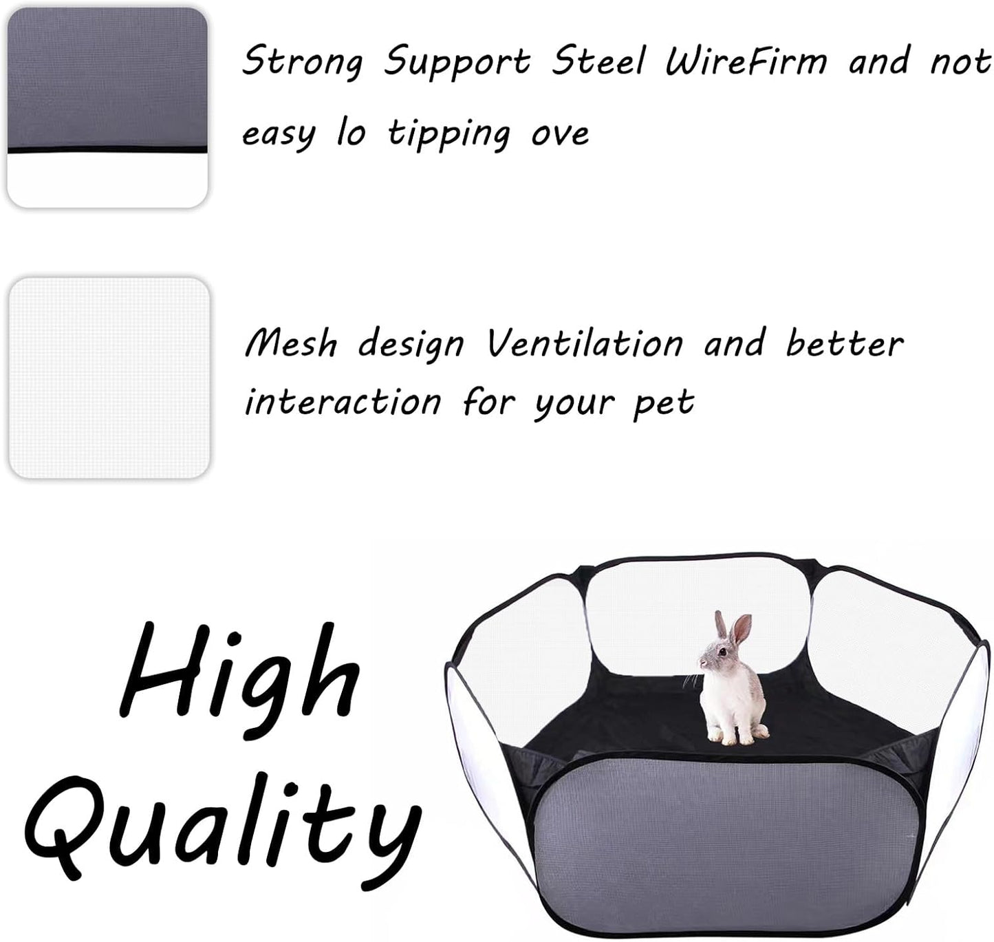 Small Animals Playpen, Portable Pop-up Open Interactive Pet Tent, Indoor Outdoor Fence for Rabbits, Guinea Pig, Hamster, Chinchillas, Kittens, Puppies