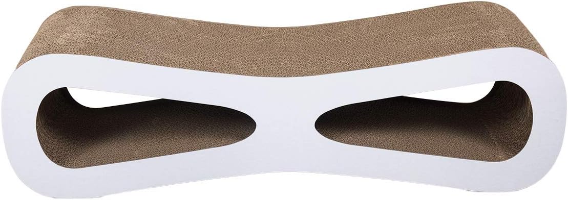 GREAZ Interactive Cat Scratcher Lounge with Catnip, Durable Cardboard Design, Natural Wood Color, Play and Rest