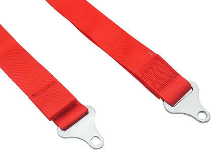 4 Point Racing Harness Buckle Release with Ultra Soft Heavy-Duty Shoulder Pads, 2" Nylon Webbing (2 Pack), Red