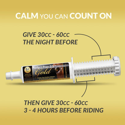 Perfect Prep EQ Gold Equine Calmer Long-Acting All Natural for Horse Anxiety, Lasts 18+ Hours, 60cc Paste