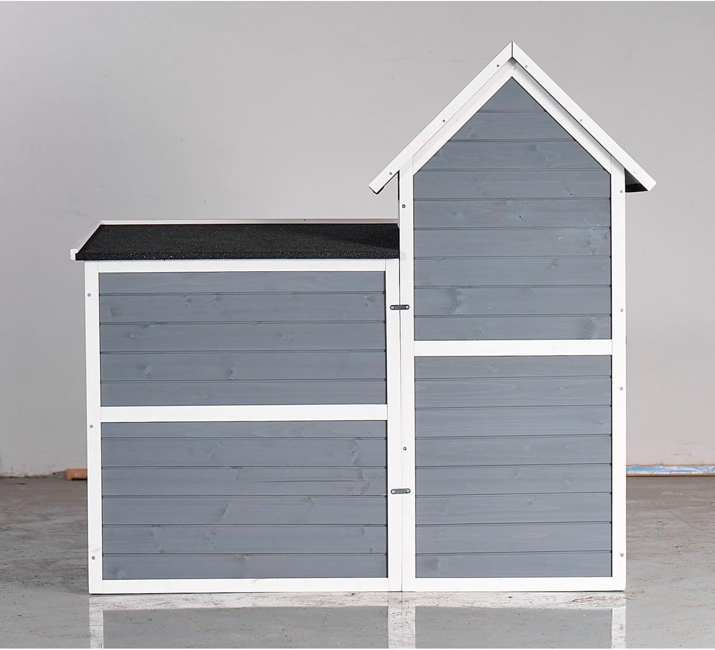 Large Outdoor Chicken Coop Cage Weather-Resistant 2-Story Wooden Pet House with No-Leak Tray Indoor/Outdoor Rabbit Hutch Grey & Beige Gray+White