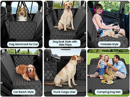 pettycare Dog Car Seat Cover for Back Seat - Hard Bottom Supports 400lbs, with Mesh Window & Non-Slip Bottom, for SUV & Truck (Black)