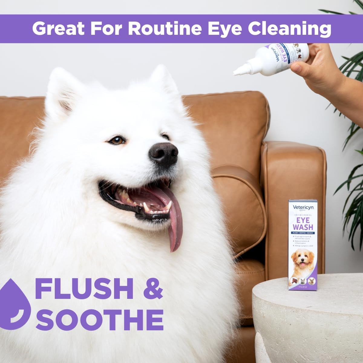 Vetericyn Plus Dog and Cat Eye Wash | Eye Drops for Dogs and Cats to Flush and Soothe Eye Irritations, Dog Tear Stain Cleaner, Safe for All Animals. 3 Ounces