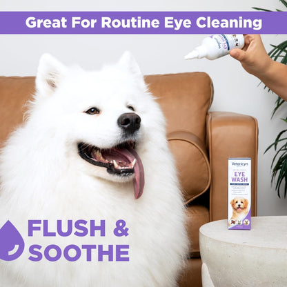 Vetericyn Plus Dog and Cat Eye Wash | Eye Drops for Dogs and Cats to Flush and Soothe Eye Irritations, Dog Tear Stain Cleaner, Safe for All Animals. 3 Ounces
