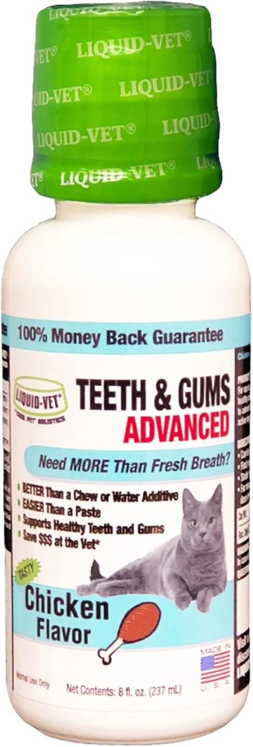 LIQUID-VET Ultimate Cat Teeth Cleaning for Comprehensive Dental Care SPECIFICALLY Formulated for Cats: Freshen Bad Breath Solutions for Superior Cat Oral Hygiene and Pet Dental Health.